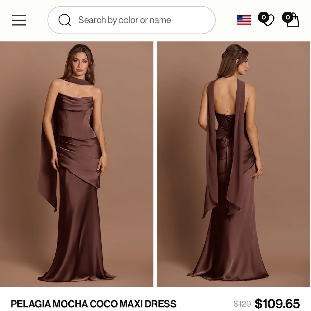 Azazie Elegant Brown Maxi Dress
